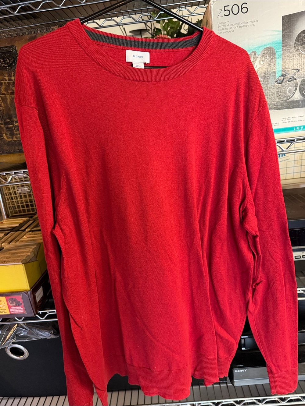 Old Navy Red Men's Crew Neck Pullover Sweatshirt